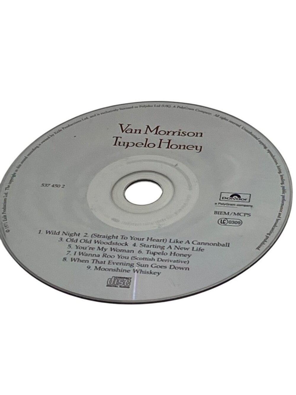 Van Morrison Tupelo Honey CD Album With 9 Tracks Including Wild Night & Moonshin